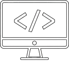 Ícono de un monitor con código para representar diseño web